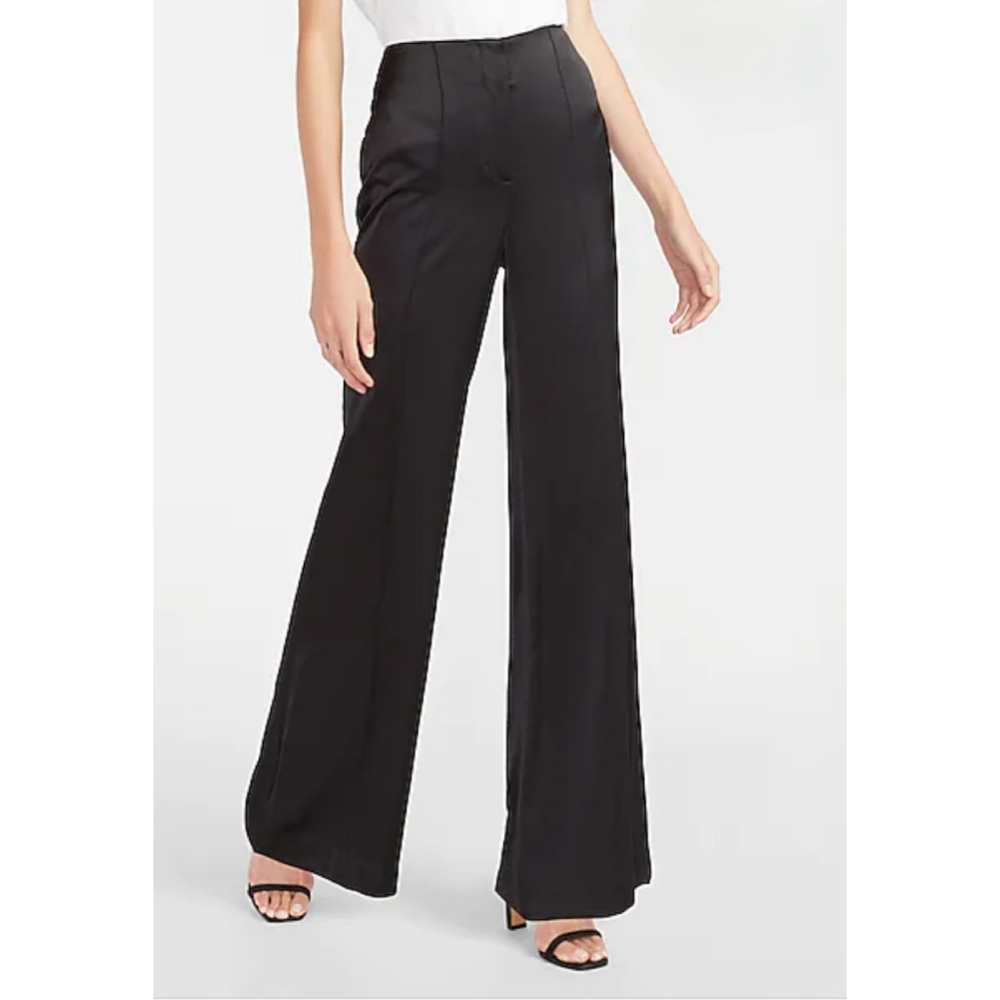 Express High Waisted Satin Seam Wide Leg Pants